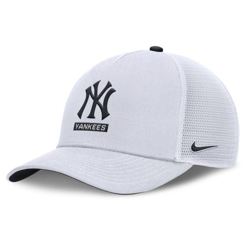 Nike MLB New York Yankees Primetime Dri-Fit Rise Structured 5 Panel Trucker Cap White 10A/Pitch Blue 4FA/White 10A