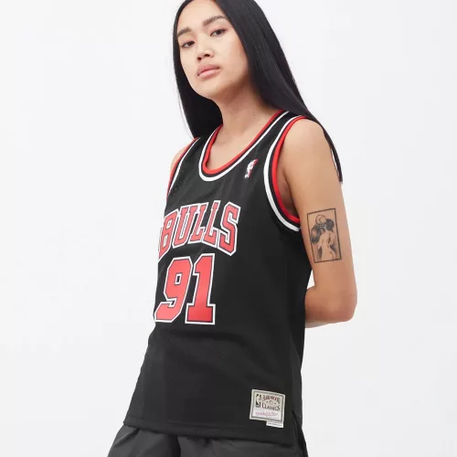 MITCHELL & NESS NBA CHICAGO BULLS DENNIS RODMAN WOMENS SWINGMAN JERSEY BLACK