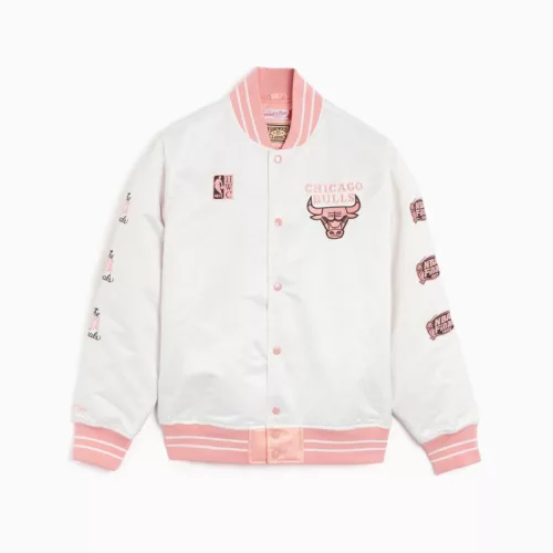 MITCHELL & NESS CHICAGO BULLS NBA NEOPOLITAN SATIN JACKET WHITE
