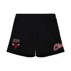   MITCHELL & NESS NBA POSTGAME FLEECE SHORTS VINTAGE LOGO CHICAGO BULLS BLACK