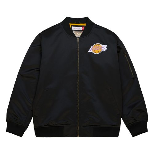 MITCHELL & NESS NBA LIGHTWEIGHT SATIN BOMBER VINTAGE LOGO LOS ANGELES LAKERS S