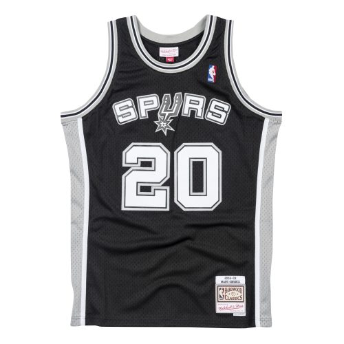 MITCHELL & NESS SAN ANTONIO SPURS MANU GINOBILI #20 SWINGMAN JERSEY BLACK/BLACK XXL