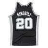 MITCHELL & NESS SAN ANTONIO SPURS MANU GINOBILI #20 SWINGMAN JERSEY BLACK/BLACK XXL
