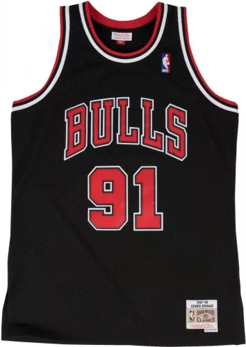 MITCHELL & NESS NBA CHICAGO BULLS DENNIS RODMAN 1997-98' #91 SWINGMAN 2.0 JERSEY BLACK/RED