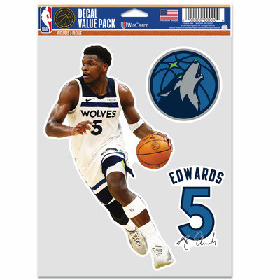 WinCraft - NBA Multi Use 3 Fan Pack Decal Anthony Edwards Minnesota Timberwolves MC ONE