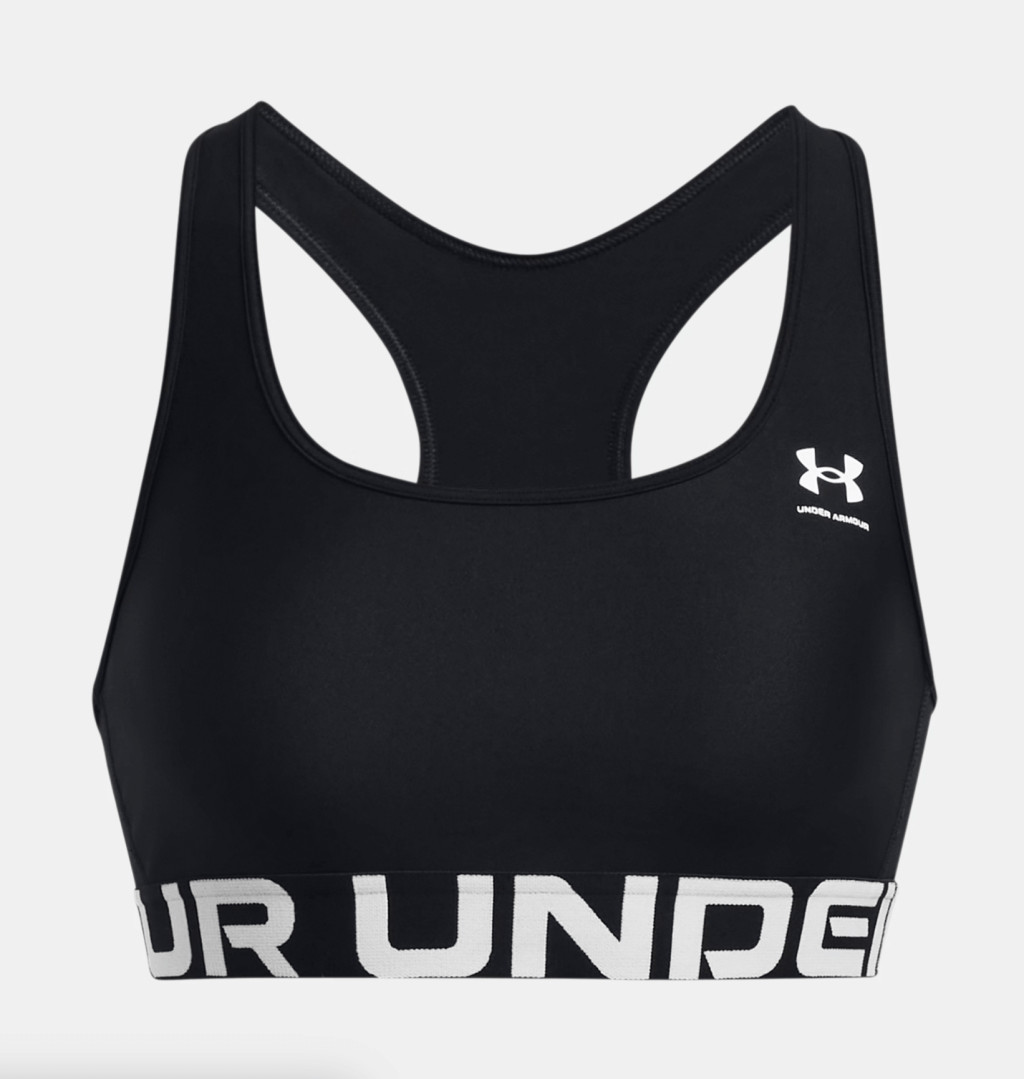 Under Armour HG Authentics Mid Branded Sport Bra Black / White XL