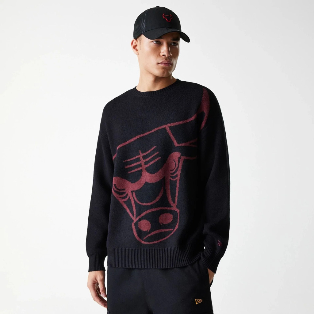New Era NBA Chicago Bulls Knit Oversized Knit Sweater Black XL