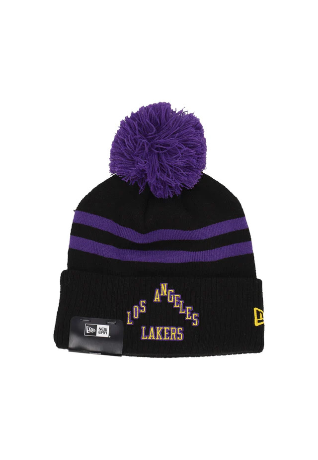 New Era Pom Pom Hat NBA Ce Knit Los Angeles Lakers Original Team Colors Black ONE