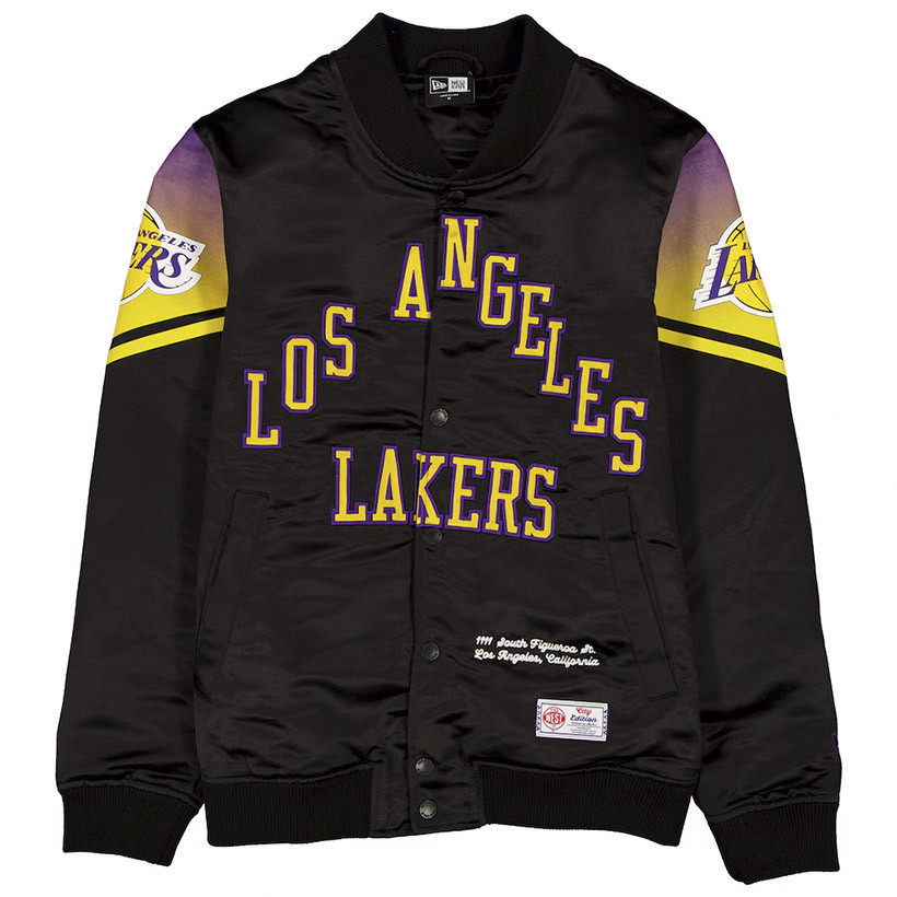 New Era Los Angeles Lakers 2025/26 City Edition Full Snap Satin Jacket Black XL