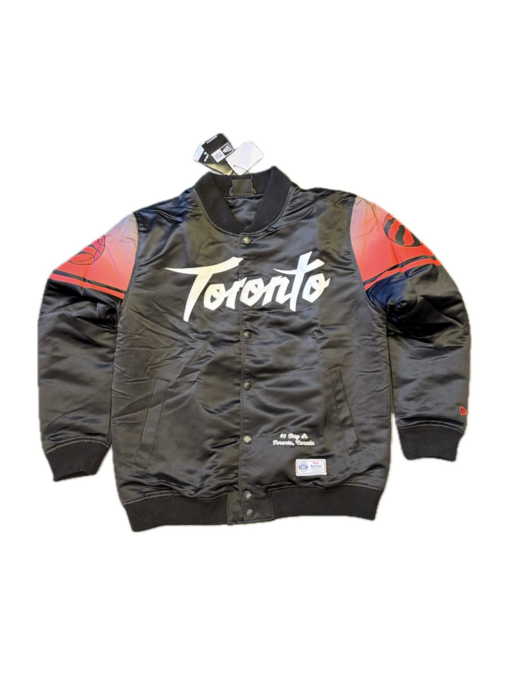 New Era Toronto Raptors 2025/26 City Edition Full Snap Satin Jacket Black XL