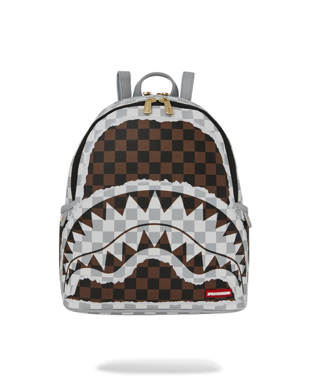 Sprayground Cream And Brown Tear Check Savage Backpack Brown