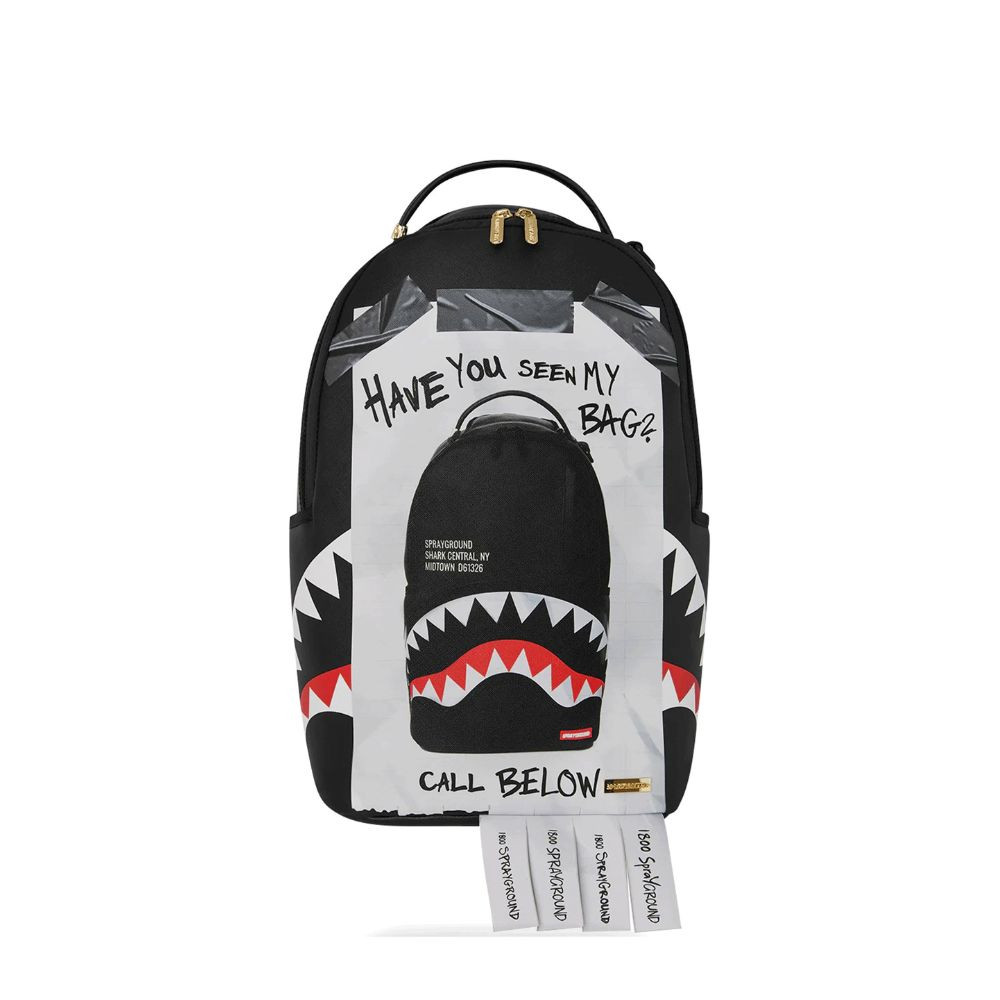 Sprayground Missing Bag Flyer On Bag With Real Cut Strips Backpack Black/White ONE