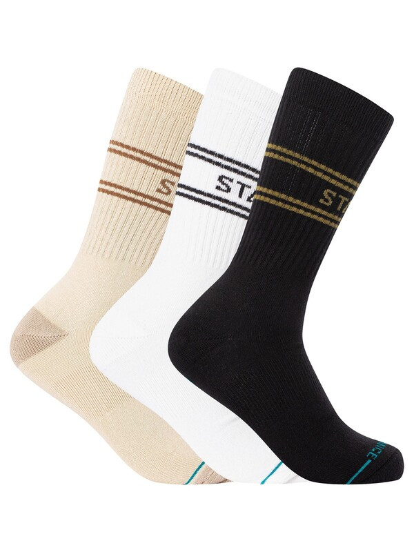 STANCE BASIC 3 PACK CREW OAT/WHITE/BLACK