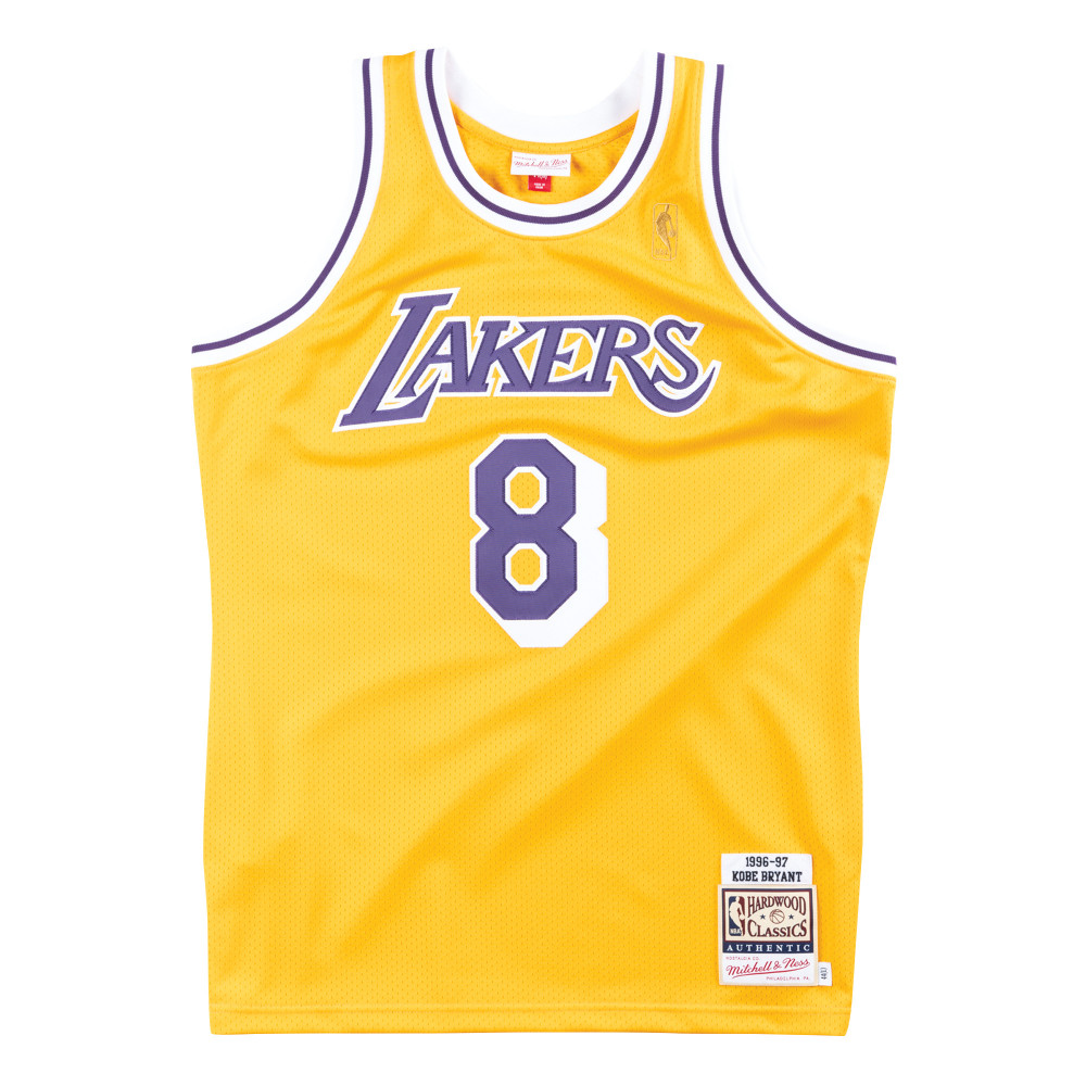 MITCHELL &amp; NESS NBA LOS ANGELES LAKERS KOBE BRYANT '96-'97 AUTHENTIC JERSEY LIGHT GOLD