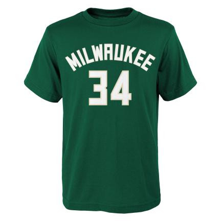 Nike NBA Milwaukee Bucks Antetokounmpo Giannis Name And Number SS Tee Green