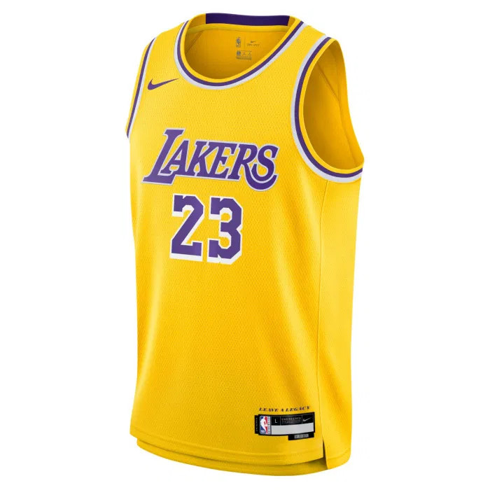 Nike NBA Los Angeles Lakers LeBron James Icon Edition 23 Jersey Yellow