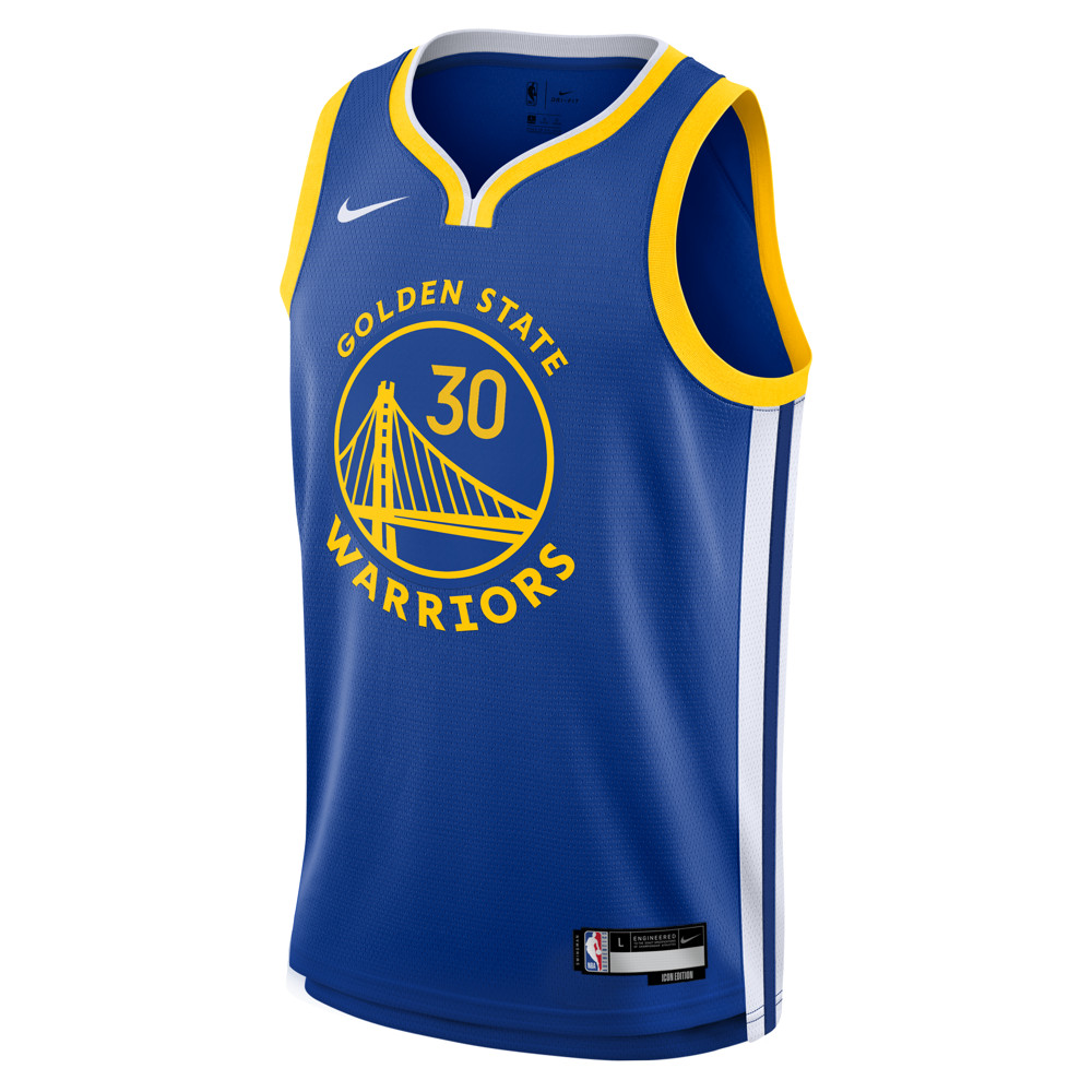 NIKE NBA GOLDEN STATE WARRIORS STEPHEN CURRY BOYS ICON SWINGMAN JERSEY RUSH BLUE M