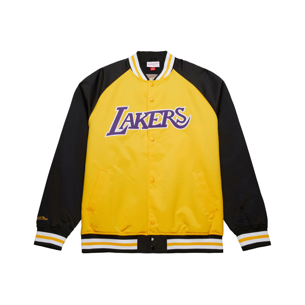 Mitchell &amp; Ness NBA Double Clutch Lw Satin Jacket Vintage Logo Los Angeles Lakers Black-Gold S
