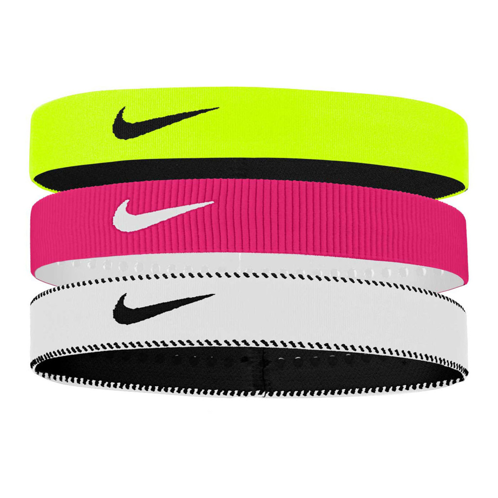 Nike Flex Classic Wide Headbands 3Pk Volt/Vivid Pink/Black