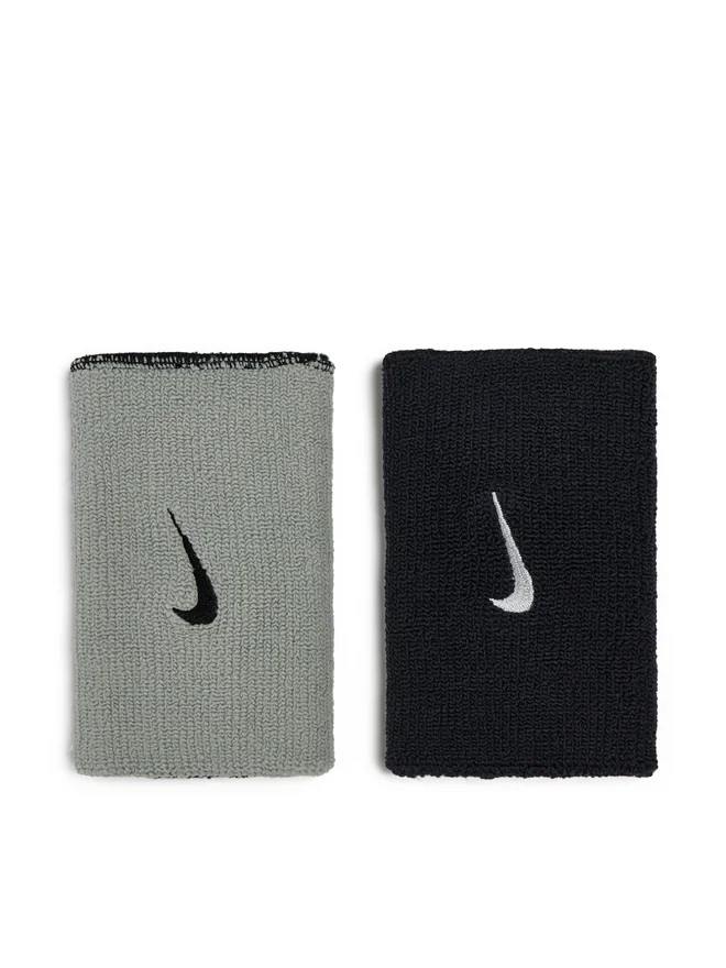 Nike Dri-Fit Home &amp; Away Doublewide Wristbands 2Pk Black/Base Grey