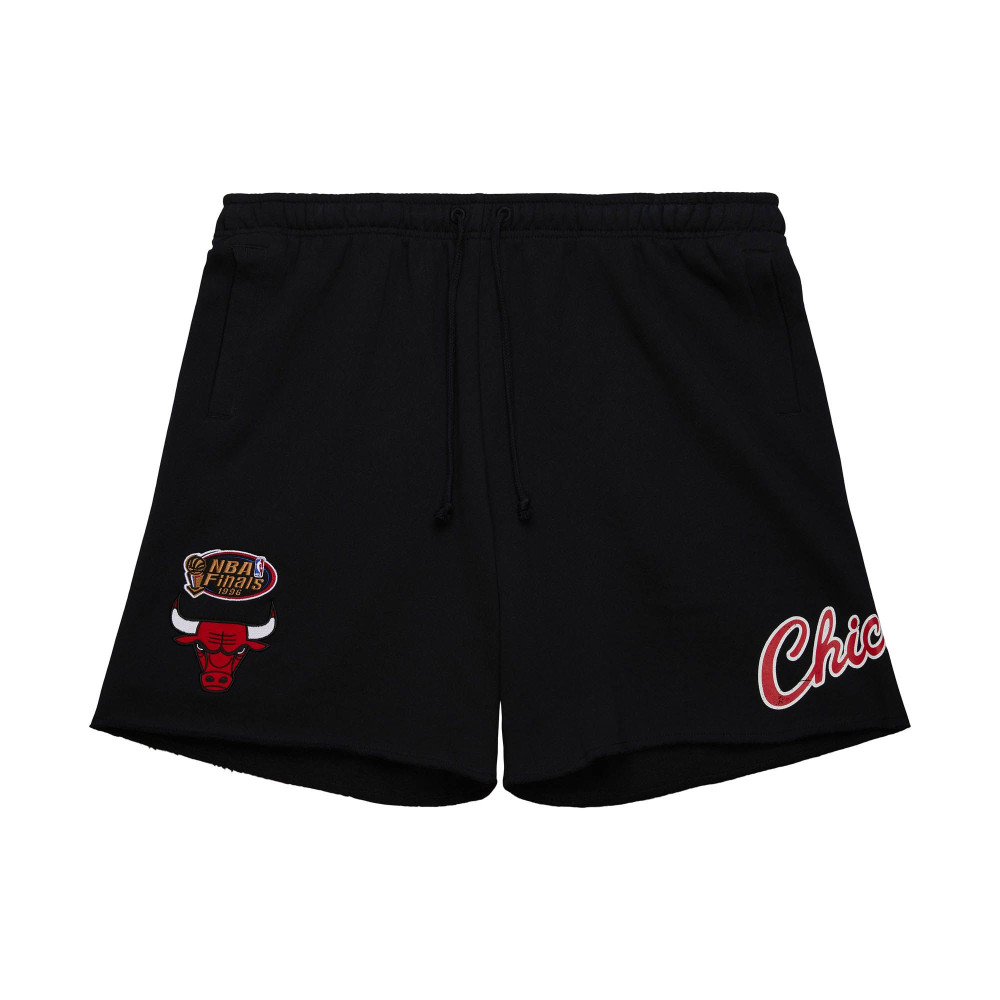 MITCHELL &amp; NESS NBA POSTGAME FLEECE SHORTS VINTAGE LOGO CHICAGO BULLS BLACK