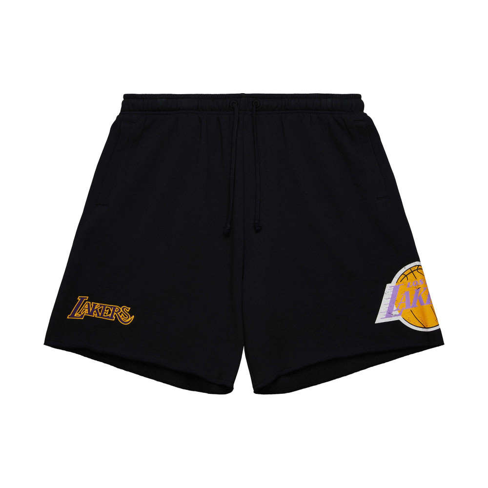 MITCHELL &amp; NESS NBA POSTGAME FLEECE SHORTS VINTAGE LOS ANGELES LAKERS BLACK L
