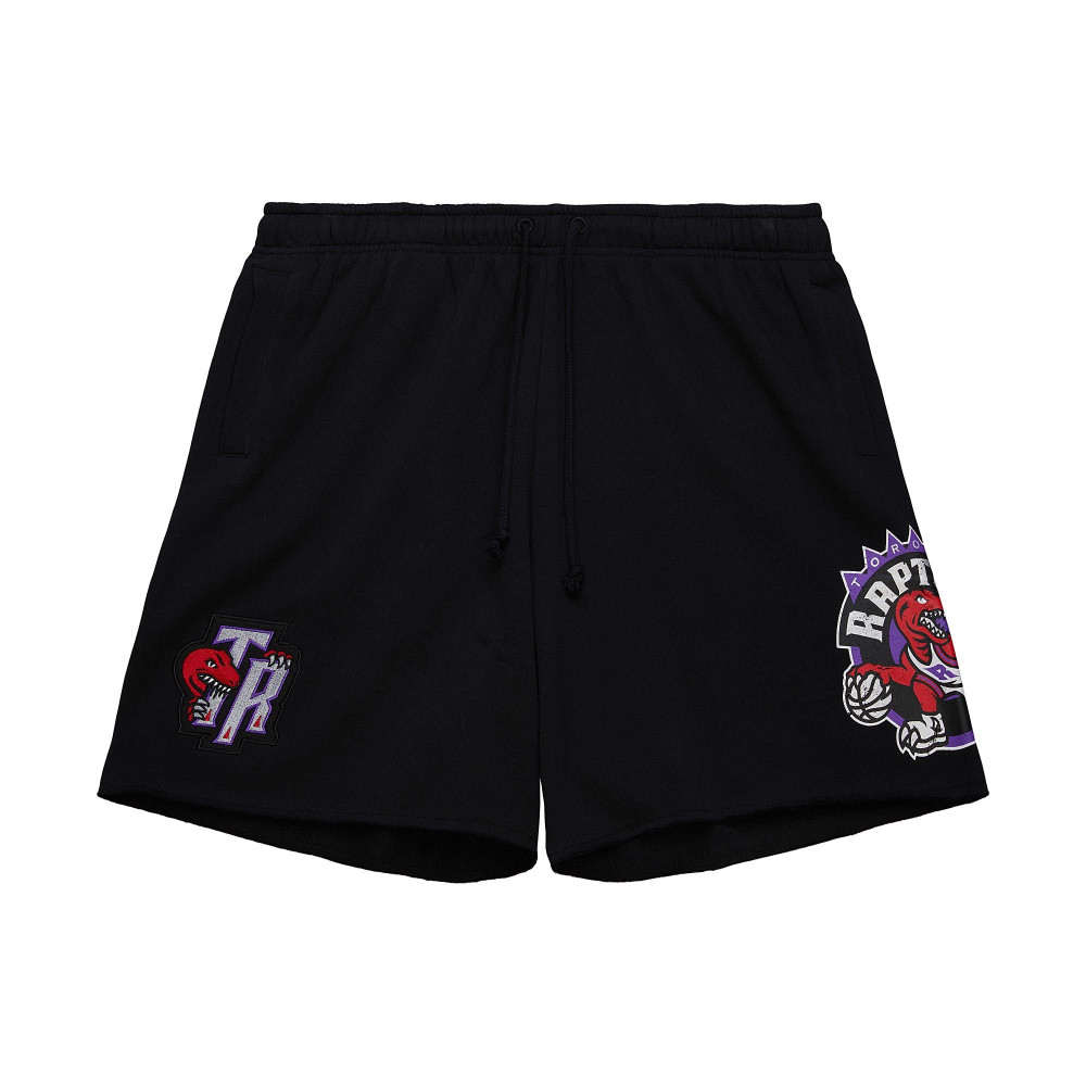 MITCHELL &amp; NESS NBA POSTGAME FLEECE SHORTS VINTAGE LOGO TORONTO RAPTORS BLACK M