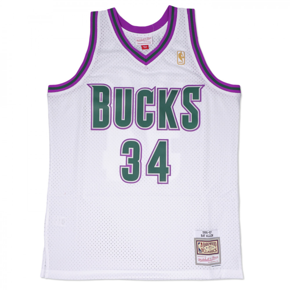MITCHELL &amp; NESS MILWAUKEE BUCKS 96-97 RAY ALLEN #34 SWINGMAN 2.0 JERSEY WHITE