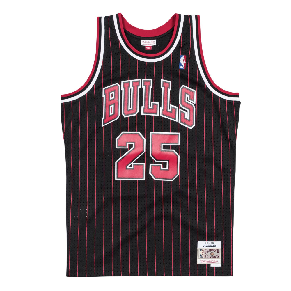 MITCHELL &amp; NESS CHICAGO BULLS STEVE KERR 95-96' #25 ALT. SWINGMAN 2.0 JERSEY BLACK PINSTRIPE