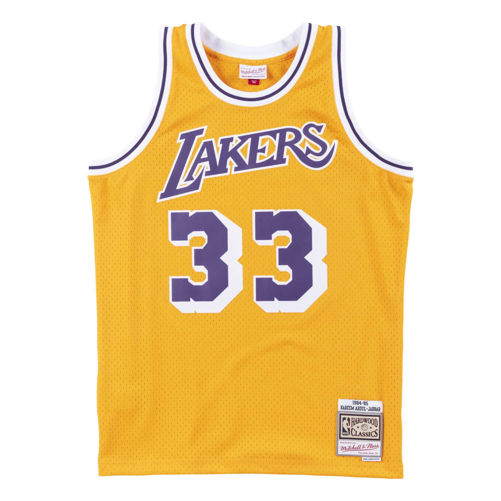 MITCHELL &amp; NESS LOS ANGELES LAKERS KAREEM ABDUL-JABBAR Mens Swingman Jersey Light Gold