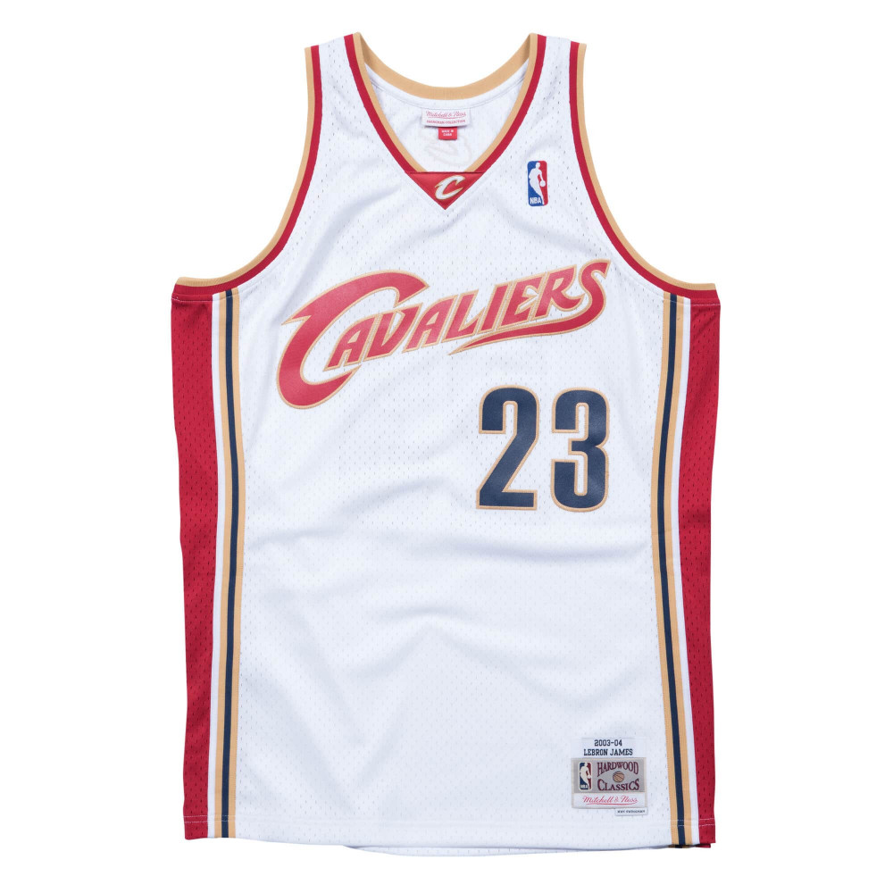 MITCHELL &amp; NESS CLEVELAND CAVALIERS LEBRON JAMES 03-04' #23 SWINGMAN 2.0 JERSEY WHITE