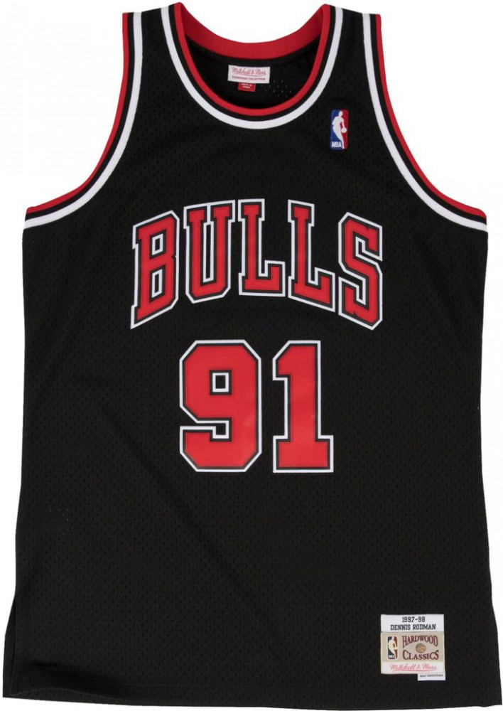 MITCHELL &amp; NESS NBA CHICAGO BULLS DENNIS RODMAN #91 SWINGMAN JERSEY BLACK/RED