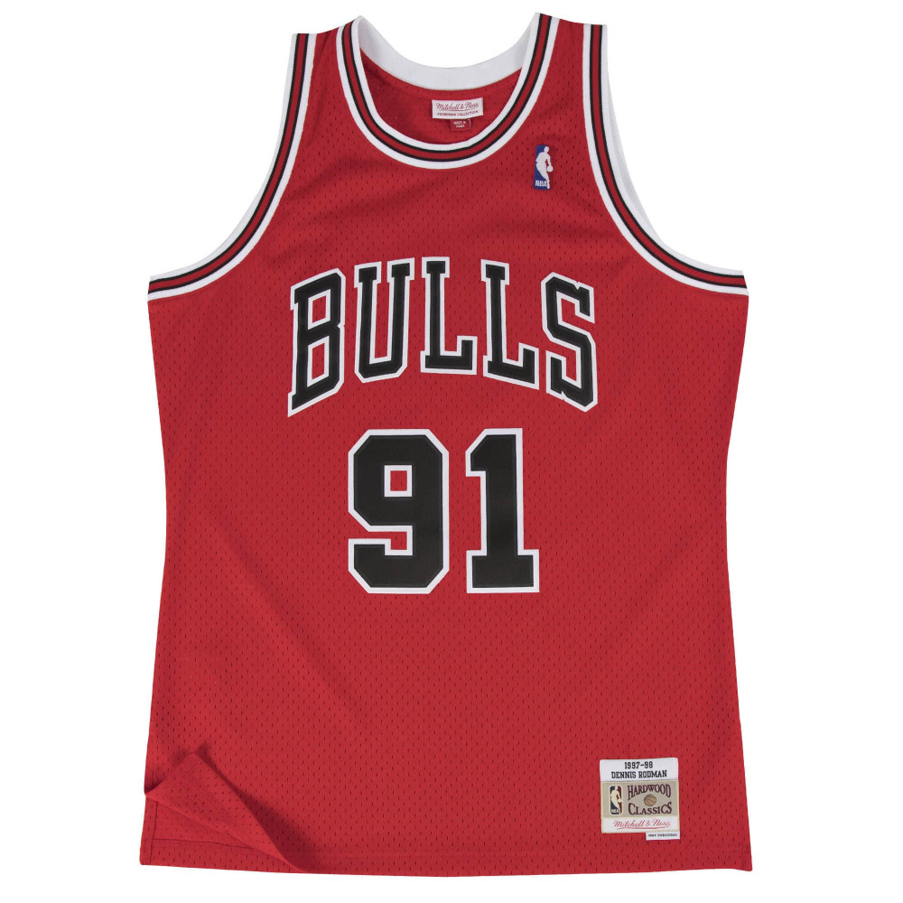 MITCHELL &amp; NESS CHICAGO BULLS DENNIS RODMAN 1997-98' #91 SWINGMAN 2.0 JERSEY RED