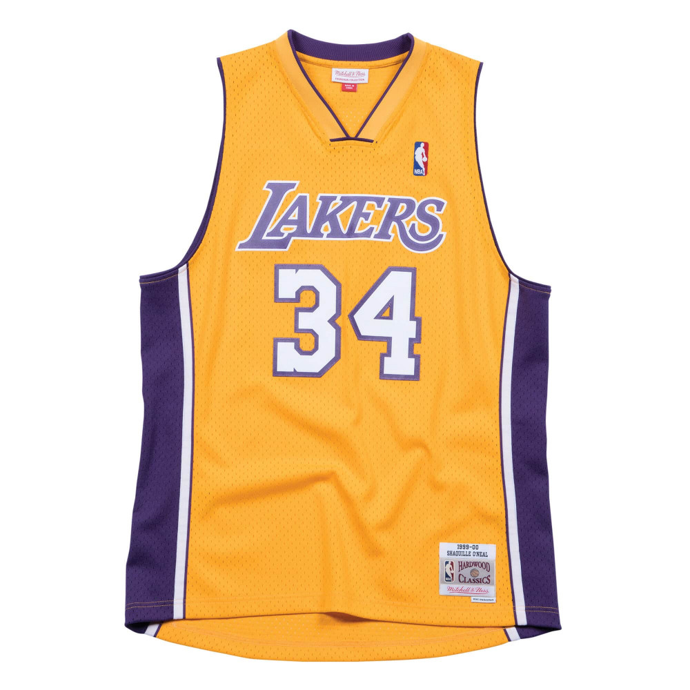 MITCHELL &amp; NESS LOS ANGELES LAKERS SHAQUILLE O'NEAL Mens Swingman Jersey Light Gold