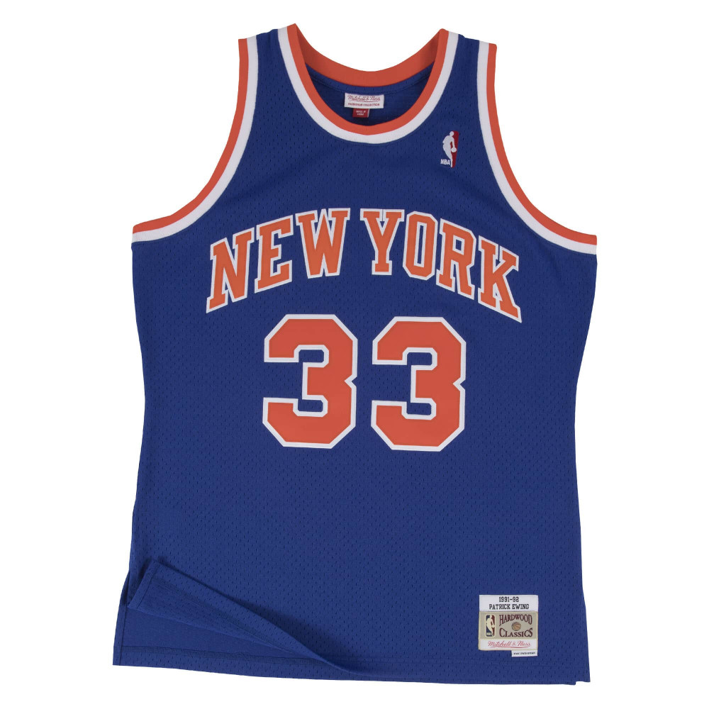 Mitchell & Ness Men's New York Knicks Patrick Ewing #33 Blue Hardwood Classics Swingman Jersey, Large