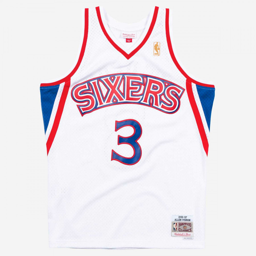 MITCHELL &amp; NESS PHILADELPHIA 76ERS ALLEN IVERSON 96-97' #03 SWINGMAN 2.0 JERSEY WHITE
