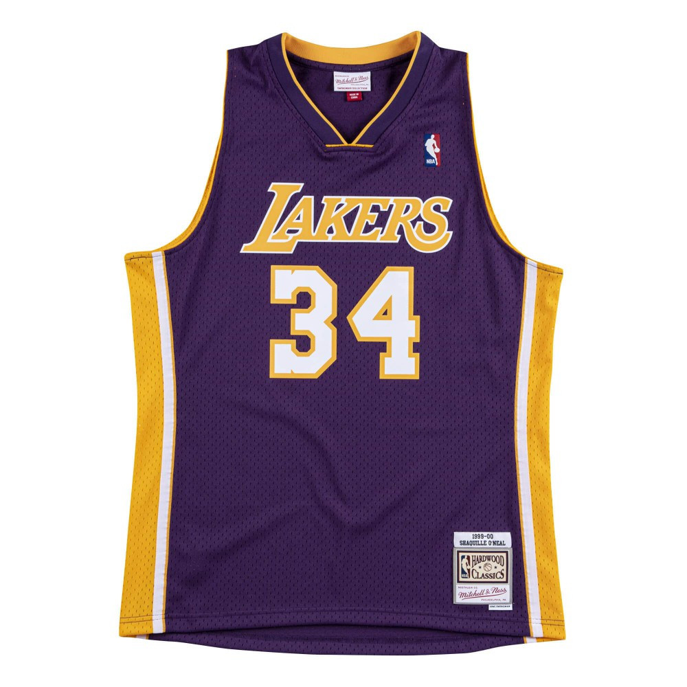 MITCHELL &amp; NESS LOS ANGELES LAKERS SHAQUILLE ONEAL 99-00 #34 SWINGMAN 2.0 JERSEY PURPLE