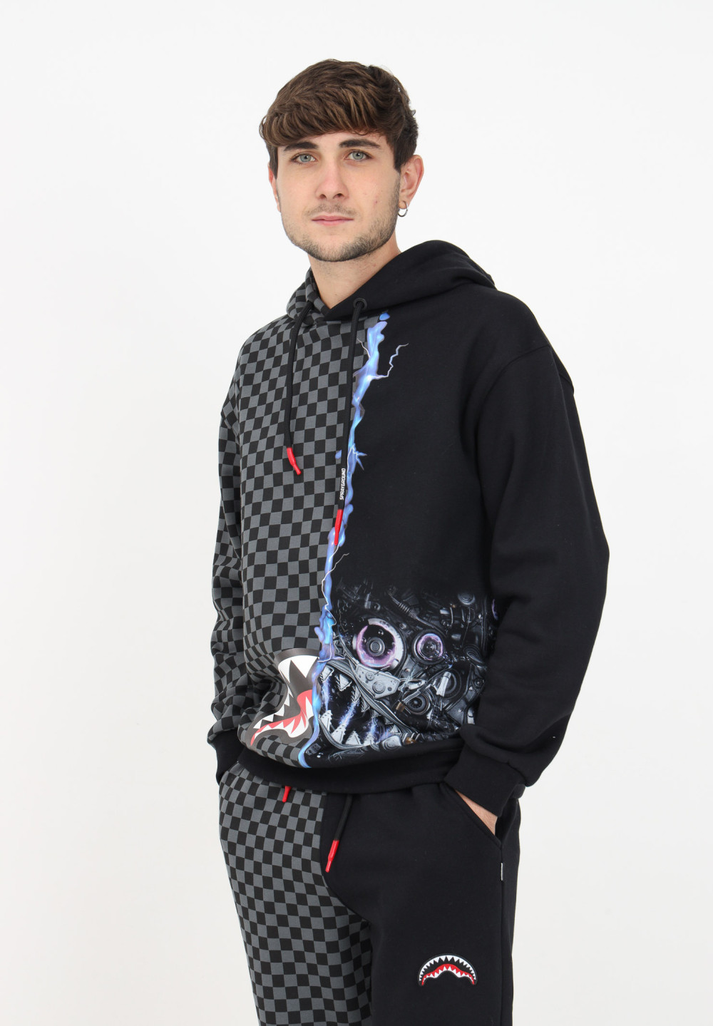 SPRAYGROUND ELECTRIC SHARKTRONICS HOODIE GREY/BLACK XL