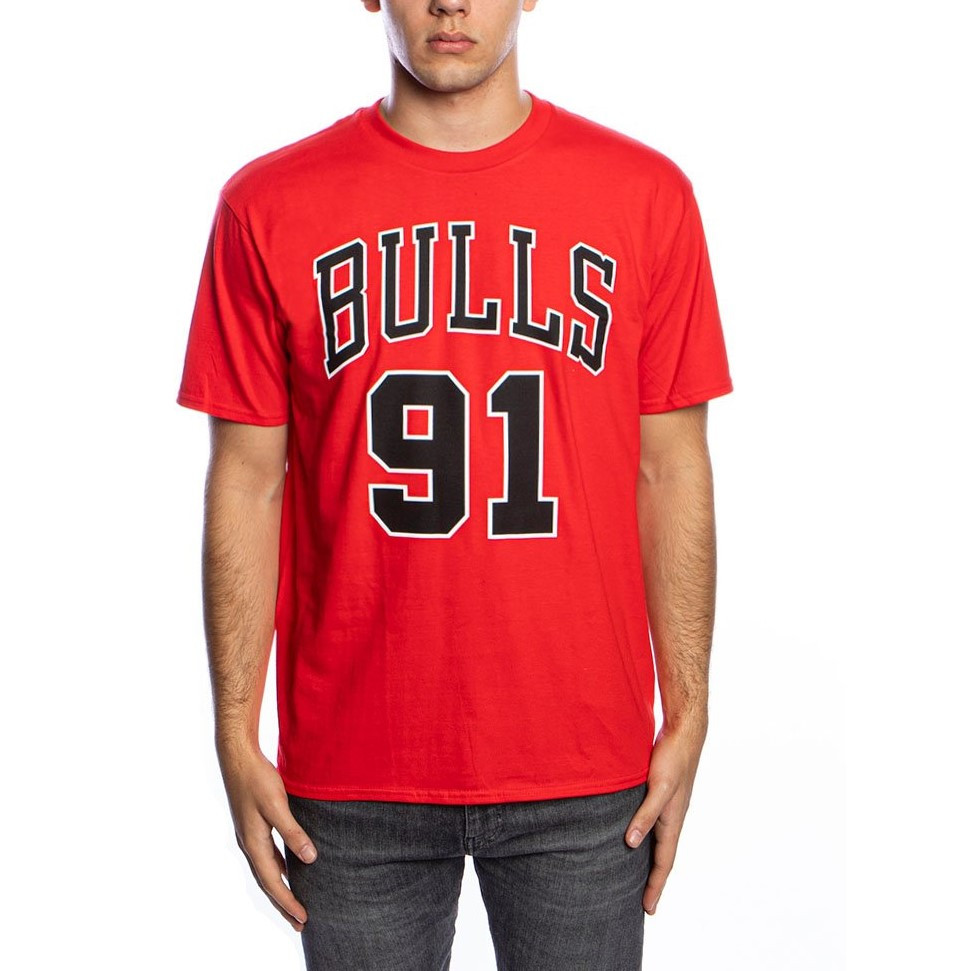 MITCHELL &amp; NESS NBA CHICAGO BULLS LAST DANCE NUMBER 91 TEE RED